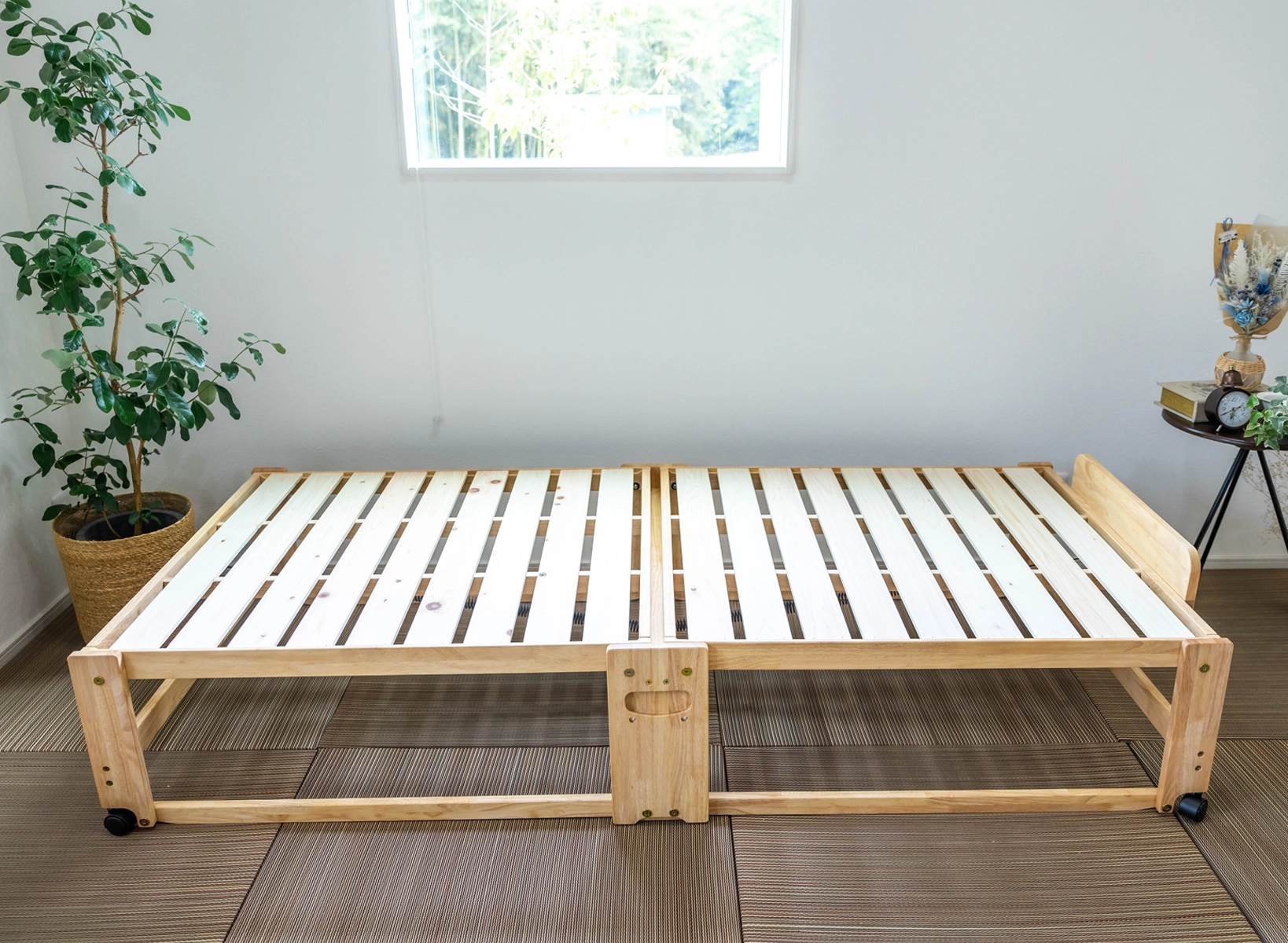 最安値特価木製 折りたたみベッド　広島府中家具 折りたたみ式ひのきすのこベッド すのこベッド